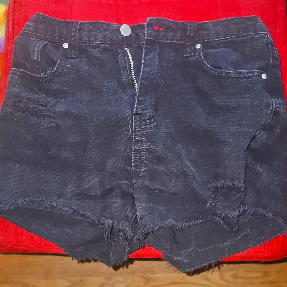 Girls, black, distressed cut off shorts